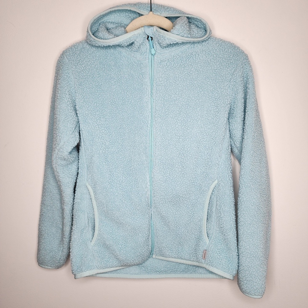 Eddie Bauer Plush Fleece Sherpa‎ Hoodie Jacket Women's XSmall Blue Full Zip